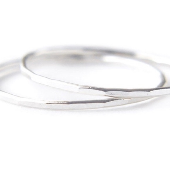 (2-13)Set of 2 925 Sterling Silver Skinny 1mm Faceted Skinny Stacking Band Rings - Picture 5 of 8